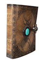 Journal fait à la main en cuir véritable de qualité supérieure Triple Moon Solar Single Stone Journal Antique Brass C-Look Carnets ou journal
