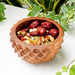 Bol fait main en bois massif naturel pour servir des salades et des fruits Design élégant pour la cuisine à domicile et la table - Product Image 5