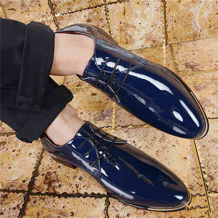 Navy Blue Prom Shoes 2019 Men Blue Formal Shoes Mens Sales