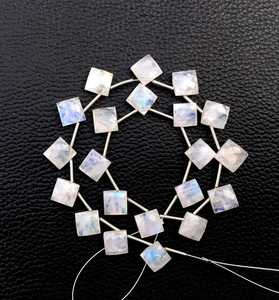 Most Popular <b>Top</b> Quality 21 Pieces Natural <b>Rainbow</b> Moonstone Square Shape Faceted Gemstone Beads Making Jewelry - Product Image 3