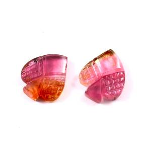 Bio Tourmaline naturelle sculptée à la main, taille de cœur fantaisie 12x14mm, 1 paire, 8.95 Carat + pierre naturelle naturelle AAAA, livraison gratuite - Product Image 1