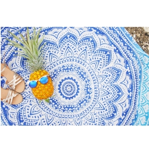 Meilleure vente serviette de plage ronde à séchage rapide 100% coton de qualité supérieure avec impression et design de Logo personnalisé pour les filles exportateur indien - Product Image 3