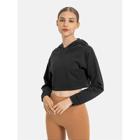 Jersey de seda ligero para mujer, Top deportivo, Sudadera con capucha corta con estampado de logotipo personalizado para entrenamiento de invierno, diseño informal de Fitness