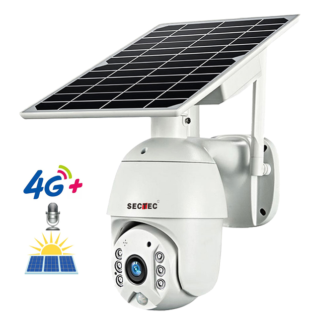 Sectec 1080P Battery Outdoor CCTV Camera Solar Battery Powered Video Surveillance IP 4G SIM Card Camera