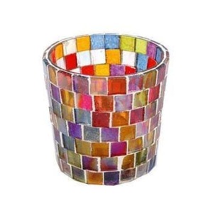 <b>Multi</b> <b>Color</b> Mosaic Design Candle Holders Tabletop Lantern Glass Votive Holder Cylinder Shape Tea <b>Light</b> Holder for Festivals - Product Image 2