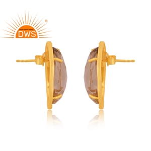 Boucles d'oreilles en argent sterling fin avec topaze citron naturelle et zircon blanc, design fait à la main, pour femmes, fabricant de bijoux - Product Image 1