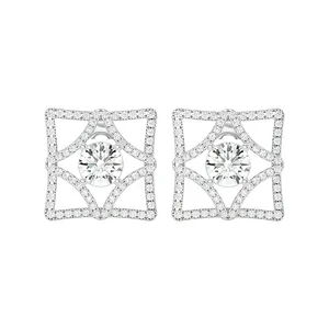 Meilleur prix du marché plaqué or blanc Boucles d'oreilles en diamant à la mode Embellissement en diamant naturel Bijoux intégrés en diamant véritable - Product Image 1