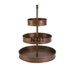 Parties Decoration For Tableware Item <b>3</b> <b>Tier</b> Aluminium <b>Cake</b> <b>Stand</b> Round Shape Antique Finishing <b>Cake</b> <b>Stand</b> - Product Image 1