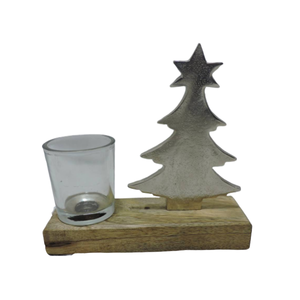 Stylish Aluminum <b>Tealight</b> <b>Candle</b> Votive With Wooden Base Brass Finished Home Hotel and Festival Decorative <b>Candle</b> Votive - Product Image 1