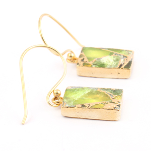 Boucle d'oreille en cuivre turquoise Mojave bleu naturel en laiton boucle d'oreille goutte plaquée or 24K faite à la main déclaration boucle d'oreille de mariage - Product Image 4