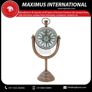 Reloj de escritorio de latón antiguo, movimiento de cuarzo Digital con temática romana, reloj de mesa pequeño con brújula para el hogar y la Oficina - Product Image 3