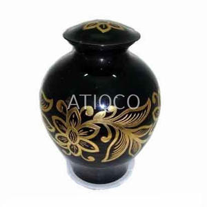 Tarro de cremación de latón macizo superventas de Mother Pearl, diseño verde claro dorado moderno con características atractivas para cenizas de adultos - Product Image 6