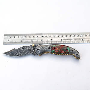 Cuchillo plegable de bolsillo hecho a mano de acero de Damasco (ZR805) Soporte OEM personalizado de alta calidad - Product Image 4