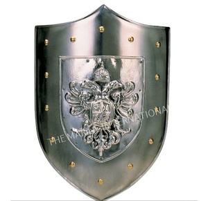 Bouclier de concepteur de guerrier médiéval armure décorative de couleur argentée fonctionnelle pour le cadeau de nouveauté de mur à la maison - Product Image 2