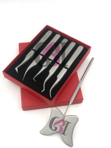 Pince à épiler d'extension de cils en acier inoxydable de styles différents en vente en gros avec miroir au design papillon Instruments de beauté avec logo personnalisé - Product Image 3