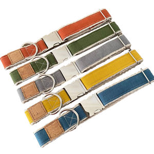 Collier de chien de luxe personnalisé pour chats à dégagement rapide réglable rembourré réfléchissant fait de coton biologique chanvre Rivet caractéristiques - Product Image 2