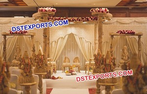 Mandap de mariage en bois sculpté de designer, France, Mandap de mariage indien en bois sculpté, Californie, Mandap de mariage royal en bois, Royaume-Uni - Product Image 5