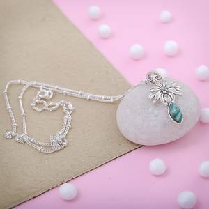 Floral Look <b>Malachite</b> Gemstone Marquise Shaped <b>Malachite</b> Gemstone 925 Sterling Silver Pendant <b>Jewelry</b> Jewellery Manufacturer - Product Image 3