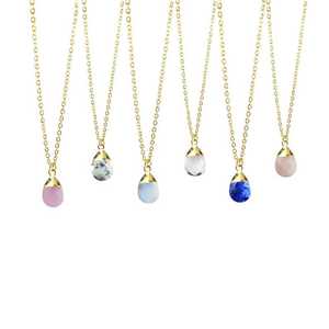 สร้อยคอจี้รูปหยดน้ำชุบอัญมณี, สร้อยคอประดับอัญมณี - Product Image 1