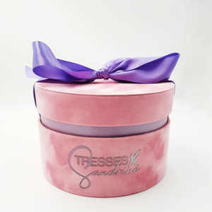 Kexin Luxury Cylinder Hat Boxes With Lid Pink Velvet Tall Round Circle Portable Flower Gift Packing Box Sets