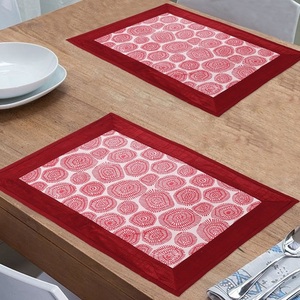 Mesa de punto Bordada Minimalista 13x19 150 GSM Manteles individuales ligeros Algodón orgánico Certificado GOTS - Product Image 2