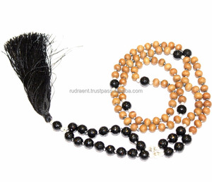 Vente en gros collier mala en perles 108 de haute qualité avec pompon en soie de 6 mm perles mala en bois pour cadeaux - Product Image 2
