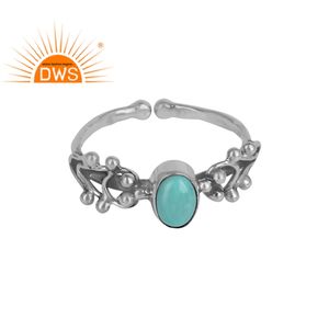 Anillo de piedras preciosas naturales de color turquesa, joyería al por mayor, de plata 925 oxidada, hecha a mano, proveedor de joyería - Product Image 1