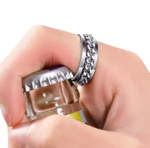 Roestvrij Staal Bier Ring Flesopener Ring Roterende Keten Link Kleurrijke Vinger Flesopener Ring