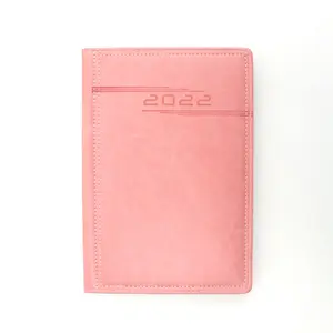 Kustom Logo merah Maroon Pink Hardcover PU kulit Notebook 2024 harian jurnal mingguan perencana dengan Tab Notebook kantor