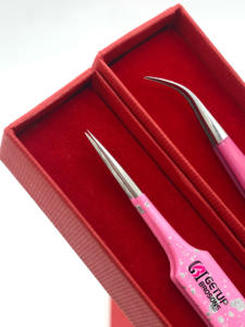 แหนบสำหรับต่อขนตาแบบโค้งสแตนเลสเคลือบผงสีชมพูตรงใหม่มืออาชีพมืออาชีพเครื่องมือความงาม - Product Image 6