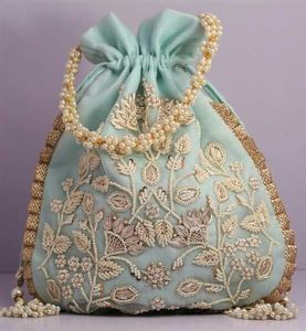 Sac poli élégant imprimé de perles, belle platine de travail, tissu en soie brodé sur le tissu pour fête et mariage, livraison gratuite, @ 2022 - Product Image 1