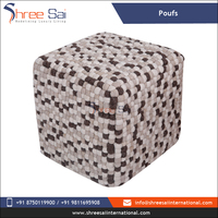 Pouf tendance fait main de style moderne en feutre de coton pur avec billes de polystyrène carrées pour salon