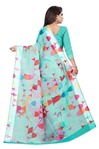 Nuevo y Atractivo Sari de Algodón, Lino y Seda para Mujer, Diseño Moderno, para Ocasiones Especiales, Festivales y Bodas, Lavable y de Limpieza en Seco, Estilo Indio - Product Image 3