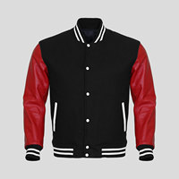 Chaqueta Bomber Varsity de Lana para Hombre, Corte Ajustado, con Patrón de Letras, Cuello Alto, Bordado Frontal, Botones de Cuerno, Resistente al Viento, para Invierno