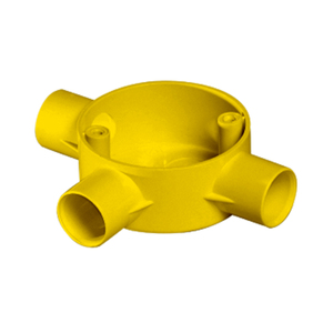 กล่องต่อสายไฟสามทาง PVC สีเหลือง ป้องกันการเกิดไฟไหม้ BS EN 61386-22 2004+A11 2010 - Product Image 1