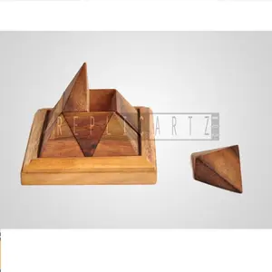 Hoge Kwaliteit Natuurlijke Houten Piramide Puzzel Games