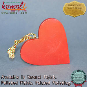 สีแดงทาสีไม้รูปหัวใจตัดออกต้นคริสต์มาสแบนเครื่องประดับตกแต่ง - Product Image 3