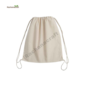 Canvas Draw <b>String</b> <b>Bag</b> Of Cotton Custom Logo Eco-friendly Drawstring Backpack For Carrying Vegetables And Package - Product Image 3