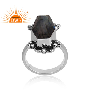 Bagues en argent Sterling 925 pour femmes, fabrication de bijoux, pendante naturelle, Labradorite, pierre précieuse, cercueil, offre spéciale - Product Image 2