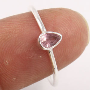 Tourmaline anneaux 925 en argent Sterling anneau empilable tous taille américaine 1.0 grammes naturel rose TOURMALINE pierre précieuse - Product Image 2