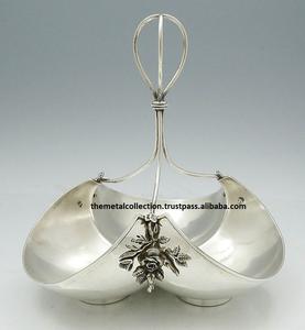 Nouveau Design Bon plat utilisation pour la vaisselle de service d'hôtel couleur argent Design antique métal laiton plat de service et bol de service - Product Image 2