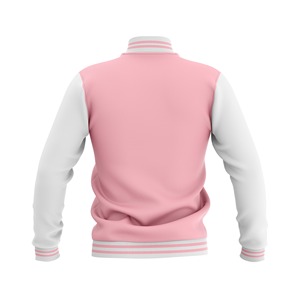 Veste de style universitaire pour homme en laine et viscose rose et blanc, coupe régulière, col rond, boutonnage simple, coupe-vent et écologique, style preppy - Product Image 2