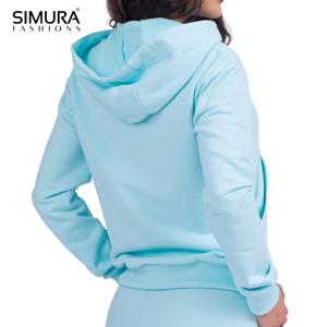 Sudadera con Capucha para Mujer SIMURA FASHIONS, Color Sólido, Manga Larga, Transpirable, Tejida, para Otoño - Product Image 3