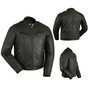 <b>Black</b> Genuine Cowhide <b>Leather</b> Breathable Motorbike Auto-Racing Longs-Zippers Riding Jacket Heavy-Bike Riding Jackets - Product Image 6