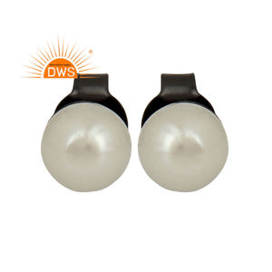 925 Oxidized Sterling <b>Silver</b> Natural Pearl Stone <b>Set</b> <b>Stud</b> <b>Earring</b> For Women Jewelry Manufacturer - Product Image 1