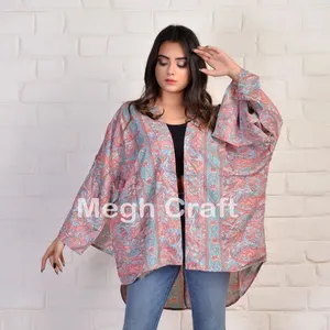 Boho Fashion Short Kimono Cardigan - Paisley Print Beach wear Short kimono - Body cover-up- Poncho style kimono shrug cardigan