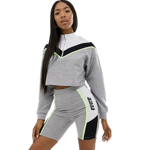 Conjuntos de sudaderas con capucha cortas hechas de lana para mujer con sublimación personalizada de alta calidad - Product Image 2