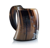 Corne à boire style Viking, 1 pièce, Original fabriquée à la main, tv Tankard pour bière, naturelle polie à la main