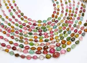 ลูกปัดหินธรรมชาติขนาด8นิ้วทรงรีทัวร์มาลีนหลายแบบ - Product Image 3