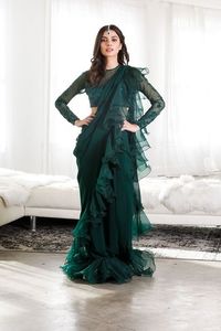 Saree elegante de temporada con volantes elegantes y detalles de diseñador perfecto para funciones diurnas fiestas nocturnas y festivas - Product Image 2